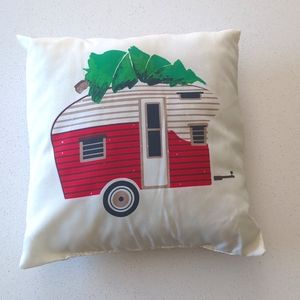 Camper Holiday Pillow